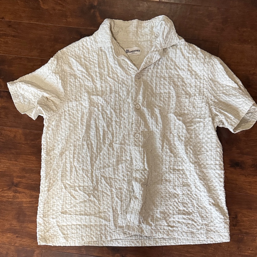 J. Crew Men's Cream Textured Short Sleeve Shirt